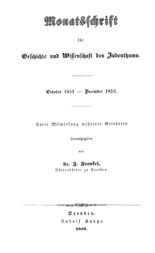 Monatsschrift für Geschichte und Wissenschaft des Judentums